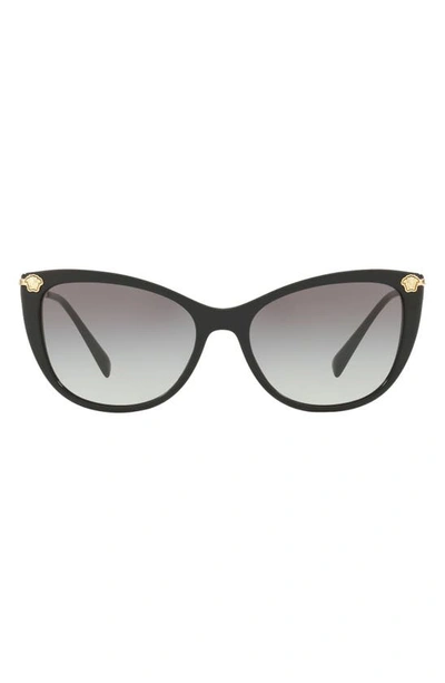 Shop Versace 57mm Cat Eye Sunglasses In Black/ Gold/ Black Gradient