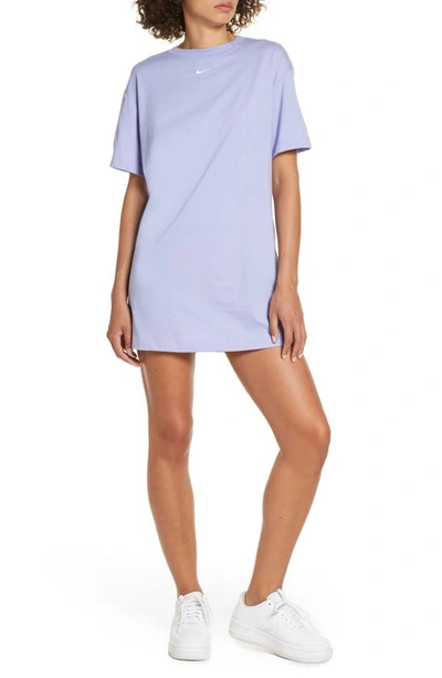 Shop Nike Sportswear Essential T-shirt Dress In Light Thistle/ White