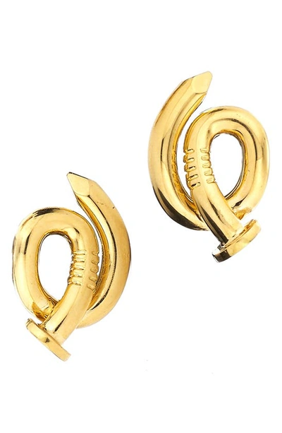 Shop David Webb Bent Nail Earrings In Yellow Gold