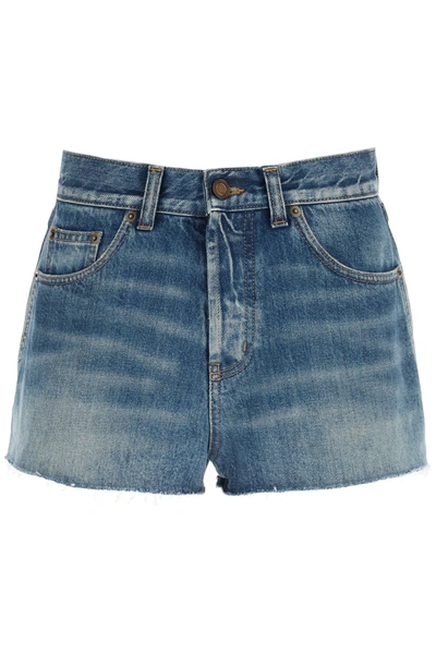 Shop Saint Laurent Denim Shorts In Blue