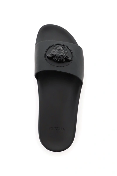 Shop Versace Medusa Rubber Slides In Black