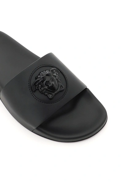 Shop Versace Medusa Rubber Slides In Black