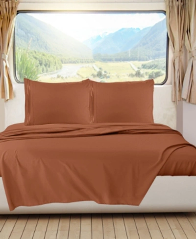 Nestl Bedding Premier 1800 Series Deep Pocket Bed 4 Piece Sheet Set, Rv Queen In Rust Sienna Orange Brown