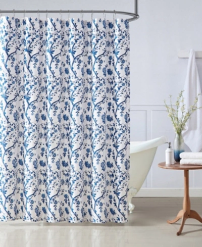 Shop Laura Ashley Elise Shower Curtain, 72" X 72" In China Blue