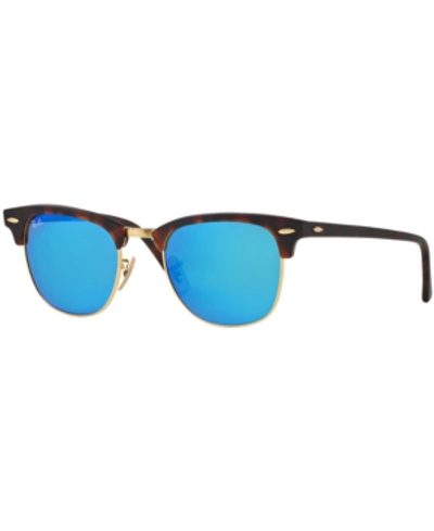Ray Ban Rb3016 Sand Havana On Arista Sunglasses In Gold - Blue Mirror