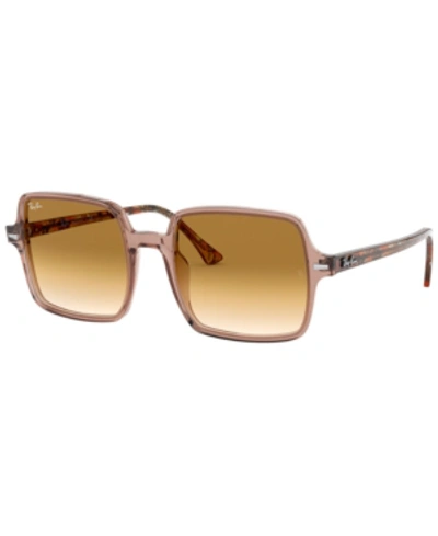 Shop Ray Ban Women's Sunglasses, Rb1973 Square Ii In Trasparent Light Brown - Gradient Brown