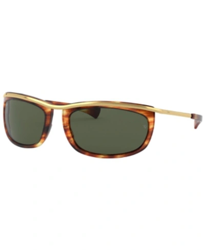 Shop Ray Ban Unisex Sunglasses, Rb2319 62 Olympian In Stripped Havana - Green