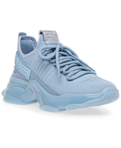 Shop Steve Madden Women's Maxima Rhinestone-trim Trainer Sneakers In Baby Blue Multi