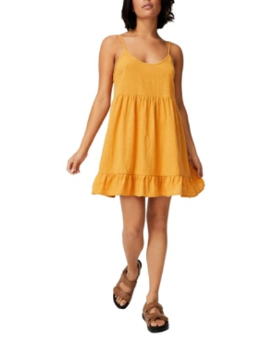 Shop Cotton On Women's Woven Lucy Strappy Tiered Tunic Dress In Yellow