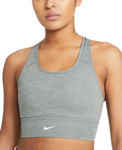 Shop Nike Women's Dri-fit Swoosh Sports Bra In Smoke Grey