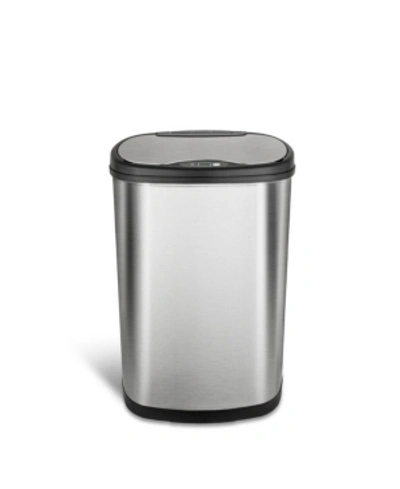 Nine Stars Group Usa Inc Rectangular Motion Sensor Trash Can, 13.2 Gallon In Silver Tone