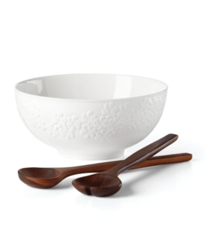 Kate Spade Blossom Lane 3-piece Salad Bowl & Server Set In White