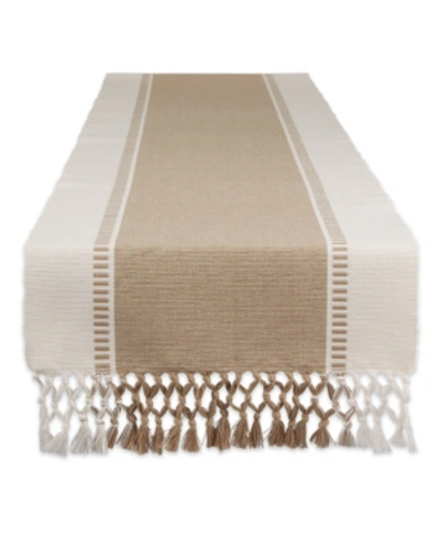 Shop Design Imports Dobby Stripe Table Runner, 13" X 108" In Brown