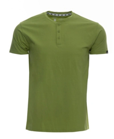 Shop X-ray Men's Basic Henley Neck Short Sleeve T-shirt In Moss