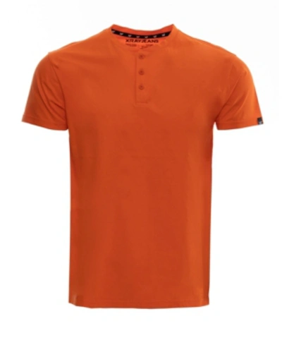 Shop X-ray Men's Basic Henley Neck Short Sleeve T-shirt In Tangerine