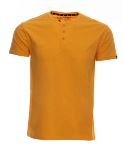 Shop X-ray Men's Basic Henley Neck Short Sleeve T-shirt In Saffron