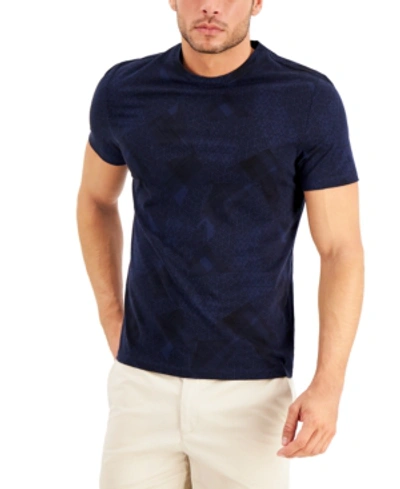 Shop Alfani Men's Brushstroke T-shirt, Created For Macy's In Indigo Bunting