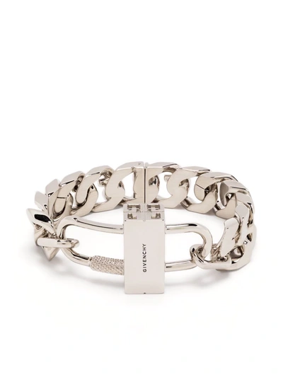 Shop Givenchy G Chain Lock Bracelet In Silver
