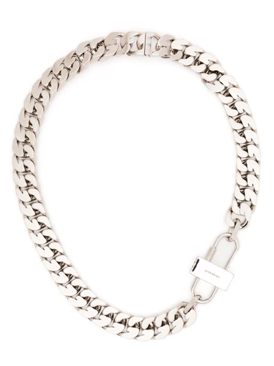 Shop Givenchy G Chain Lock Necklace In Silver