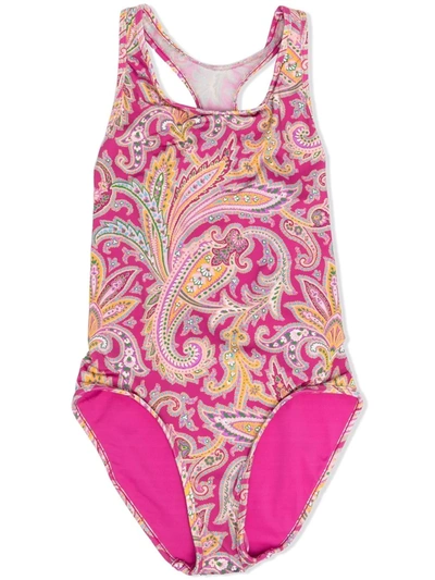 Shop Zimmermann Paisley-print One-piece Swimsuit In Pink