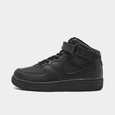 Shop Nike Little Kids' Air Force 1 Mid Le Casual Shoes In Black/black