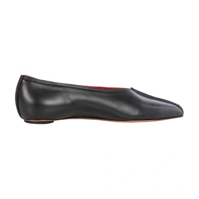Shop Marni Pointed Toe Ballerina Shoe In Red Black