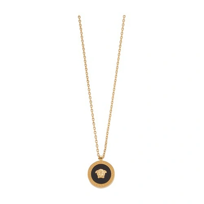 Shop Versace Necklace In Nero Oro Tribute