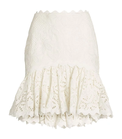 Shop Acler Broderie Mini Skirt In Ivory