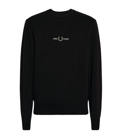 Shop Fred Perry Embroidered Laurel Wreath Sweatshirt In Black