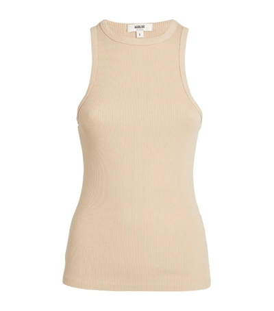 Shop Agolde Ribbed Tank Top In Beige