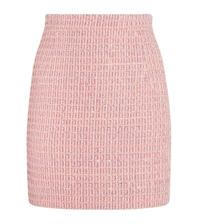 Shop Alessandra Rich Sequin Tweed Mini Skirt In Pink