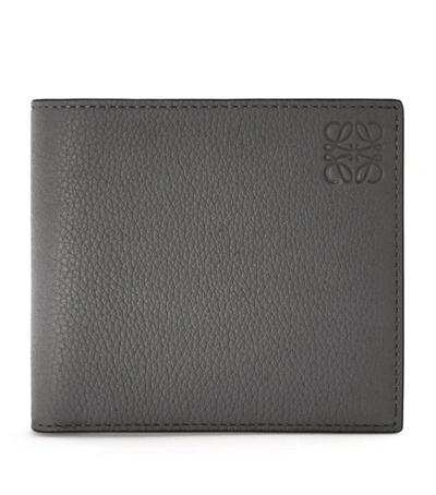 Shop Loewe Leather Bifold Wallet In Grey