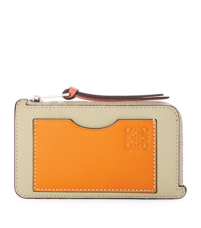 Shop Loewe Leather Coin Card Holder In Beige