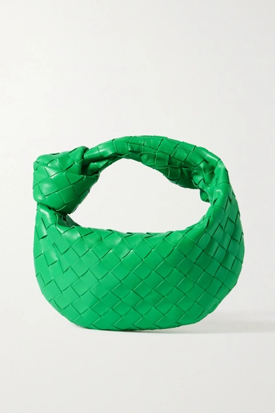 Shop Bottega Veneta Jodie Mini Knotted Intrecciato Leather Tote In Green