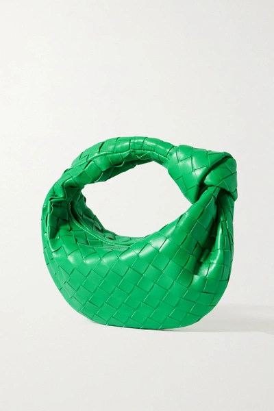 Shop Bottega Veneta Jodie Mini Knotted Intrecciato Leather Tote In Green