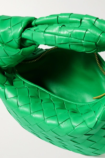 Shop Bottega Veneta Jodie Mini Knotted Intrecciato Leather Tote In Green