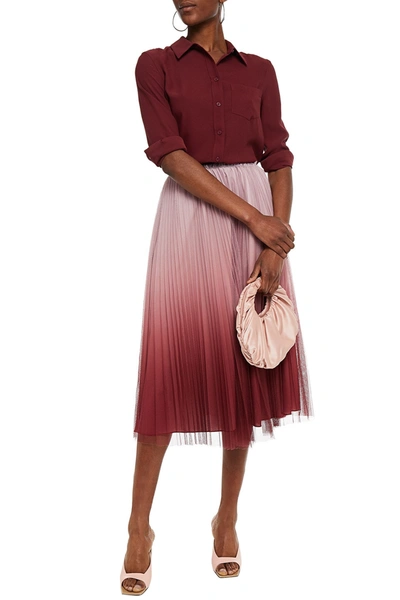 Shop Red Valentino Pleated Dégradé Tulle Midi Skirt In Antique Rose
