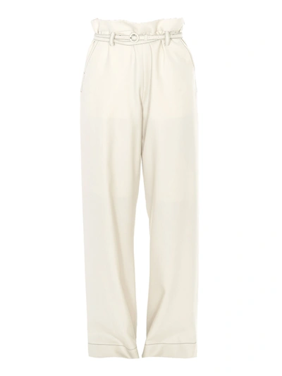 Shop Marni Virgin Wool High Waist Wide Leg Pants In White