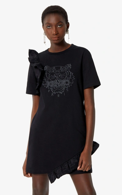 Kenzo Tiger Ruffle Dress In Black ModeSens