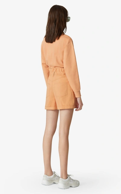 Shop Kenzo High-waisted Elasticated Shorts In Cognac