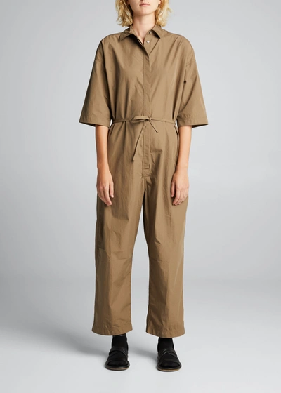 Shop Co Llared Drawstring Jumpsuit In Taupe