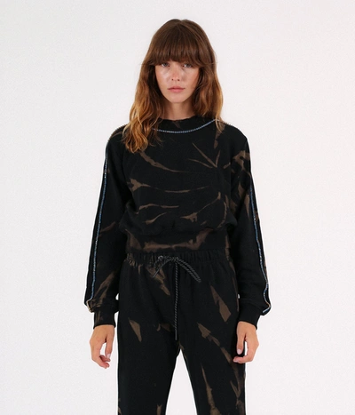 Shop Pam & Gela Crop Sweatshirt With Rhinestones In Black,grey