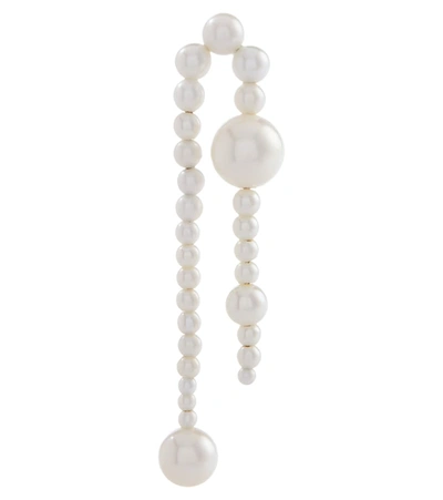 Shop Sophie Bille Brahe Splash Nuit 14kt Yellow Gold Single Earring With Pearls In White