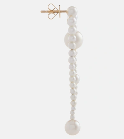 Shop Sophie Bille Brahe Splash Nuit 14kt Yellow Gold Single Earring With Pearls In White