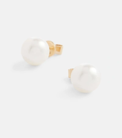 Shop Sophie Bille Brahe 14kt Yellow Gold Earrings With Pearls In White