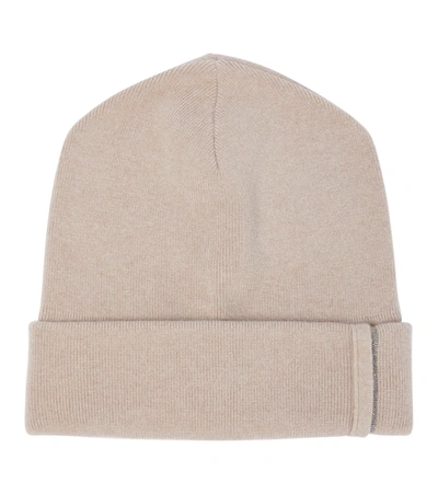 Shop Brunello Cucinelli Embellished Cashmere Beanie In Beige