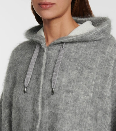 Shop Brunello Cucinelli Hooded Wool-blend Poncho In Grey