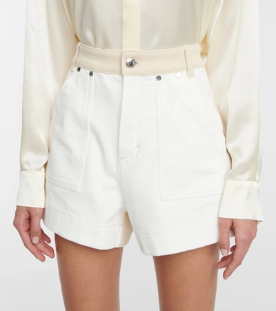 Shop Chloé High-rise Denim Canvas Shorts In White