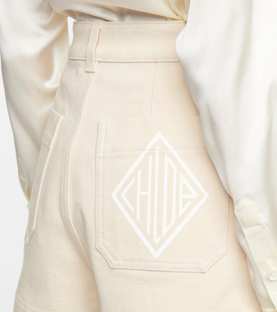 Shop Chloé High-rise Denim Canvas Shorts In White