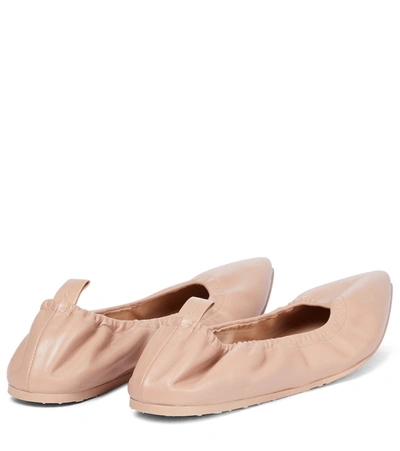 Shop Gianvito Rossi Alina Leather Ballet Flats In Pink